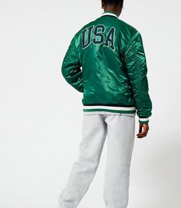 2024 unisexe haute qualité soie Baseball vestes nouveau Satin Varsity Design lettres brodées fermeture à glissière teint respirant - Product Image 4