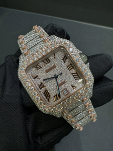 Reloj de Lujo de Moda Hip Hop de Acero Inoxidable con Diamantes de Moissanita VVS, Movimiento de Cuarzo, para Hombre, Logotipo Personalizado, Venta al por Mayor, Pasa el Test de Diamantes - Product Image 4