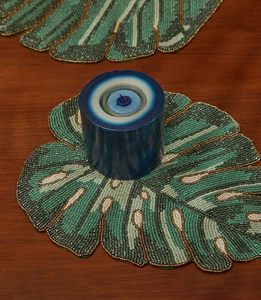 Handmade Multicolor Beaded <b>Table</b> <b>Mat</b> Beautiful Leaf Design Green Decorative Wedding Party <b>Mats</b> & Pads Decorative <b>Table</b> Coverings - Product Image 3
