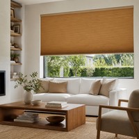 Persianas Celulares Verticales Inalámbricas Modernas de Panal Liso, Cortinas de Ventana de Poliéster Spunlace Motorizadas con Oscurecimiento de Habitaciones, Tamaño Personalizado