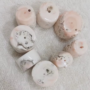 Cuentas de Coral Fósil Rosa Natural, Forma de Tambor Redondo con Orificio Central para Fabricación de Joyas, Piedra Preciosa Suelta de la India - Product Image 3