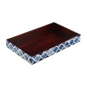 Aaliyan Impex Handmade Classic Bone Inlay <b>Tray</b> with Stand <b>Large</b> Size Customizable for Dining Tables Best Wholesale Prices - Product Image 3