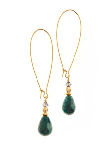 Boucles d'oreilles pendantes en forme de goutte en labradorite fantaisie, serties de laiton, cadeau de mariage ou d'anniversaire, bijoux - Product Image 3