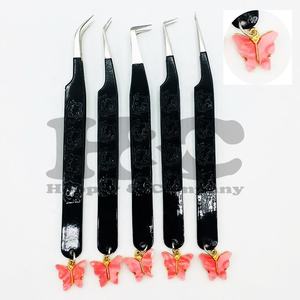 Top Trend Charm Pinzas Encanto Extensión de pestañas Pinzas Acero inoxidable Mariposa Charm Lash Pinzas Logotipo sostenible visón - Product Image 6