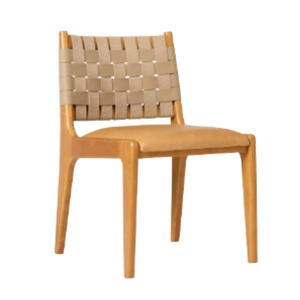 Chaises de restaurant d'extérieur modernes avec structure en bois, dossier en corde tressée durable et assise rembourrée en mousse - Product Image 2