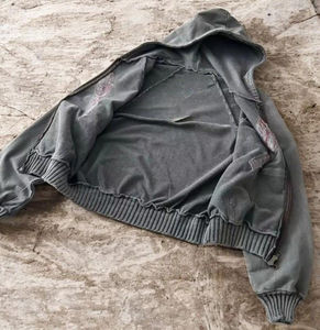 2024 último estilo sudaderas con capucha para hombres ropa informal tendencia superior totalmente personalizado 100% diseño forrado de algodón frente con capucha de gran tamaño - Product Image 3