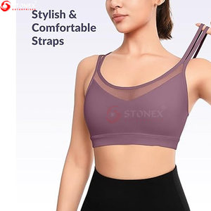 Vente en gros Soutien-gorge de sport à soutien élevé pour femmes Coussinets amovibles Matériau Spandex/Nylon Confortable Nouveau design Couleur unique pour le yoga - Product Image 5
