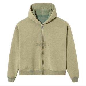 Wholesale 2025 Custom Acid Wash Zip Hoodies Unisex High Quality Winter Streetwear <b>Gym</b> Wear Oversized Hooded <b>Sweatshirts</b> 100% - Product Image 3