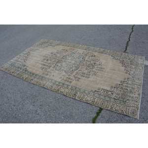 Tapis en laine turque beige et vert vintage de 4 pieds x 8,4 pieds, tissage plat, patchwork avec support en latex pour décorations de salon - Product Image 4