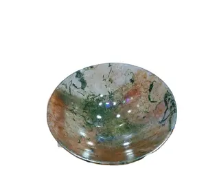 Hot Sell 2023 Mos Agaat 4.5 Inch Bowl Groothandel Natuursteen Made Bowl Voor Decoratie & Gift Gebruik Door Exporteurs