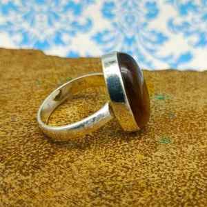 925 argent Sterling oeil de tigre pierre précieuse bague forme ovale pierre semi-précieuse élégant bijoux fins pour tenue de fête pour hommes - Product Image 3