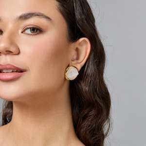 Trendy Religious Style <b>Stud</b> Hoop <b>Earrings</b> 192790 Zinc Alloy Stainless Steel Plastic Bezel Setting Ball Pattern for Parties Pearl - Product Image 4