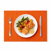 HOMESCAPES Set de 2 sets de table rectangulaires lavables 100% tissu uni orange 33 x 50 cm