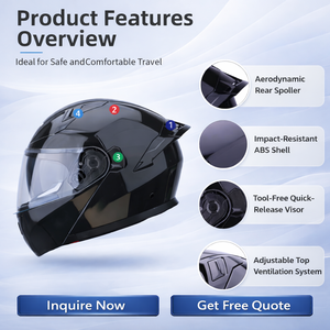 Professionele fabrikant van zwarte ABS flip-up motorhelmen, ademend, DOT-gecertificeerd, open face voor motorrijden - Product Image 5