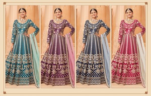 Vêtements traditionnels pour femmes pakistanais en pure soie Salwar Kameez ensemble de costume pour la fête de mariage de grossiste indien - Product Image 6