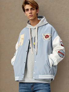 Veste en duvet en laine Letterman University de haute qualité sur mesure grande taille prix de gros avec logo veste pour hommes - Product Image 5