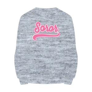 เสื้อสเวตเชิ้ตคอกลม Heather Grey Soror สีชมพูและสีเขียว สำหรับสตรี นักศึกษาหญิง  สไตล์ลำลอง  สำหรับฤดูหนาว  พร้อมตราสัญลักษณ์ - Product Image 5