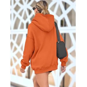 Wholesale Price Of Women's 100% Cotton Long Sleeve Round Neck Shoulder Slope Solid Comfortable Pullover Hoodie From Bangladesh - Product Image 4