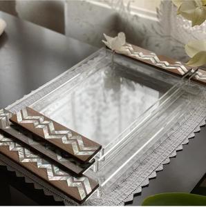 BANDEJAS DE MADRE DE PERLA BANDEJA DE MADERA ACRÍLICA ALMACENAMIENTO DE ALIMENTOS Y CONTENEDOR para DECORACIÓN EID DECORACIÓN DEL HOGAR CAJA DE ALMACENAMIENTO DE REGALO BANDEJAS RAMADAN - Product Image 5