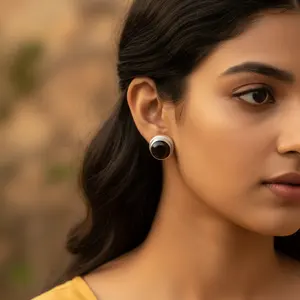 Boucles d'oreilles en perles noires pour femmes, en argent 925, option cadeau - Product Image 3