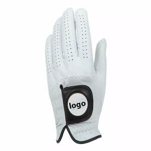 Guantes de golf de cuero genuino personalizables para hombre, con partículas antideslizantes, empuñaduras de mano, guantes deportivos de piel de oveja, logotipo personalizado - Product Image 1