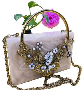 Designer Ladies Satin Lining Resin <b>Clutch</b> <b>Bag</b> Handcrafted Fashionable Evening <b>Bags</b> <b>for</b> <b>Weddings</b> and Parties Cost-Effective - Product Image 4