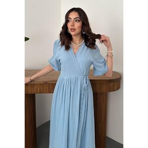 Vestido Largo de Muselina Azul Bebé - Azul Bebé - Product Image 3