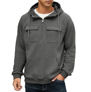Sweat-shirt à capuche en polaire marron pour homme avec fermeture éclair et poches, coupe classique, toutes saisons, streetwear - Product Image 3