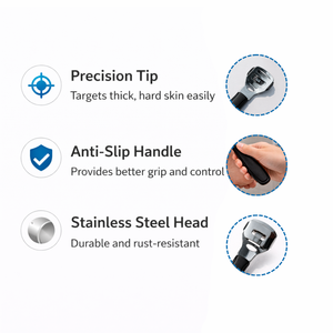 Râpe à pieds professionnelle en acier inoxydable double face pour éliminer les callosités, lime à pédicure portable antidérapante ergonomique - Product Image 4