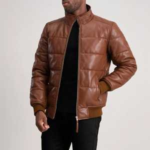 Chaqueta acolchada de cuero de calidad superior para hombre, ropa de abrigo de moda acolchada cálida, diseño duradero de tacto suave para invierno - Product Image 3