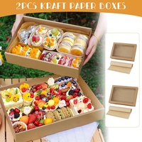 Boîte d'emballage en papier kraft avec fenêtre transparente, boîte à gâteau transparente pour la pâtisserie, les desserts, les biscuits, les gâteaux aux fruits