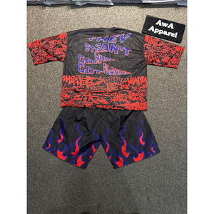 ชุดเซ็ตเสื้อผ้าผู้ชายสไตล์ไฮสตรีทสำหรับฤดูร้อน ใส่เที่ยวกลางแจ้ง พิมพ์โลโก้ได้ตามต้องการ แห้งเร็ว - Product Image 6