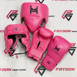 Nouveau design, best-seller, kit de sparring de boxe rose personnalisé Hit N Move, cuir de vache véritable, ensemble d'entraînement de MMA rose - Product Image 1