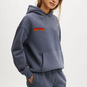 100% coton 400 GSM poids lourd goutte épaule respirant à capuche pour les femmes en gros prix abordable tenue décontracté sweats à capuche femmes - Product Image 1