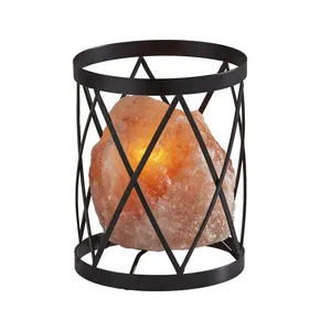 Lámpara de sal rosa del Himalaya de alta calidad con jaula de hierro estilo Feng Shui Forma natural Embalaje individual - Product Image 5