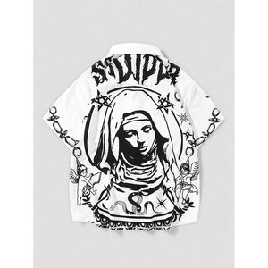 Goth <b>Men's</b> Summer Lightweight Custom Logo Printed Short Sleeve Casual <b>Shirt</b> and Shorts Set for <b>Men</b> - Product Image 4