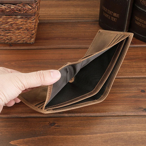 <b>Men's</b> Genuine Leather Slim <b>Wallet</b> With Striped Lining Fold Closure Card Holder Short Length Minimalist Design - Product Image 4