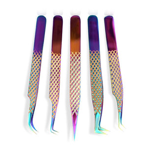 Pince à épiler pour extensions de cils en acier inoxydable noir, sans cruauté, pointue, droite, incurvée, pince à épiler pour le maquillage, prix de gros - Product Image 5