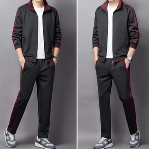 Nouvelle mode 2025 hommes vêtements solide deux pièces costume haute qualité homme survêtement fabricant personnalisé 100% Polyester Sport survêtement - Product Image 2
