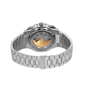 นาฬิกาข้อมือสแตนเลสสตีลทรงกลมสีโรสโกลด์และสีเงินสองสี ประดับเพชรโมอิสซาไนต์แบบกำหนดเองได้ สำหรับผู้ชาย แฟชั่นเครื่องประดับ - Product Image 4