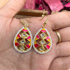 Nouvelle arrivée 20204 Designer émail travail avec perles de perles boucles d'oreilles pendantes pour femmes et filles Jhumkas bijoux pour mariages - Product Image 2