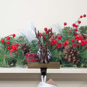 Porte-bas de Noël de vacances support en métal pour cheminée décor père noël traîneau flocon de neige bas cintre affichage - Product Image 1