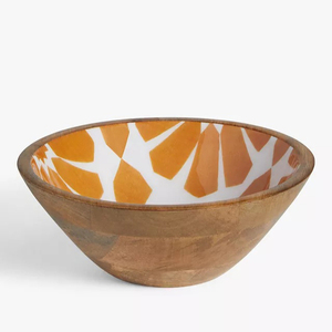 Bol en bois avec intérieur design en feuille d'émail orange vif Parfait pour servir des collations Élégant Durable Idéal pour la décoration de la cuisine - Product Image 1