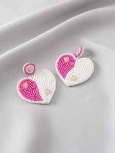 Boucles d'oreilles pendantes en forme de cactus faites à la main, perles de graines multicolores, style sud-ouest, bijoux en gros - Product Image 5