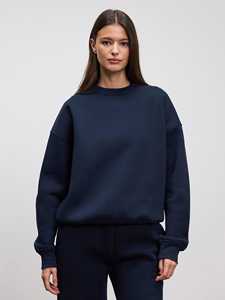 Top Selling Custom Relaxed Women Neoprene <b>Sweatshirt</b> Navy Drop Shoulder Two Pieces Tracksuit For Women <b>Gym</b> Training & Streetwear - Product Image 6