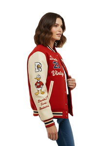 Chaqueta universitaria OEM para hombre, chaqueta con letras de estilo de equipo universitario de cuero de lana bordada personalizada para prendas de vestir exteriores de moda de invierno - Product Image 6