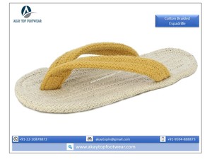 Alpargata Natural de algodón 100%, zapatillas trenzadas de Color gris con correa en V, zapatillas de cuerda de algodón ligero y absorbente - Product Image 4