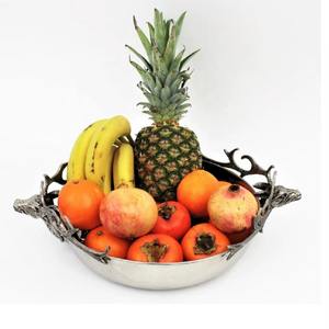 Bols de service modernes ronds en aluminium à tête de cerf, parfaits pour les collations aux fruits secs, idéaux pour la décoration de table de mariage dans un hôtel et un restaurant. - Product Image 2