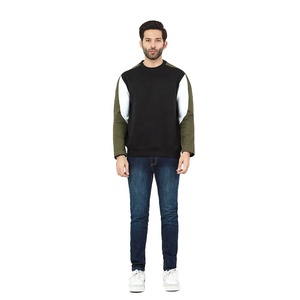 Sweat-shirt à col rond pour homme, à blocs de couleur, manches raglan, coupe classique, pull en tricot, style décontracté, automne, noir, olive, blanc - Product Image 2