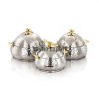 Casserole classique isolée en acier inoxydable émaillé de 24 cm de diamètre, compatible avec tous les types de cuisinières, pour servir des plats chauds, idéale pour le Ramadan, avec couvercle, lavage à la main